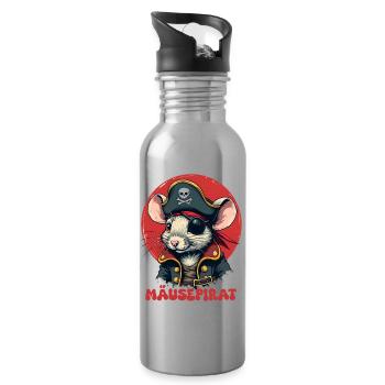 Souris Pirate - Gourde avec paille intégrée - argent clair - Droite