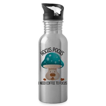 Hokuspokus Ich brauche Kaffee, um mich zu konzentrieren - Trinkflasche mit integriertem Trinkhalm - Lightsilver - Rechts