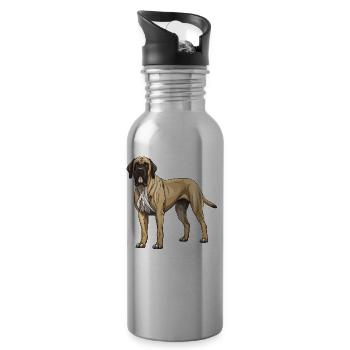 Mastiff Hund - Trinkflasche mit integriertem Trinkhalm - Lightsilver - Rechts