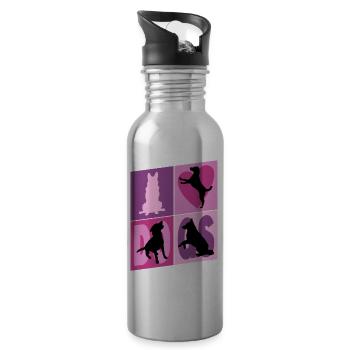 Chiens J’Aime Chiens Silhouettes Doggy Vintage - Gourde avec paille intégrée - argent clair - Droite