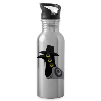 Dämonischer Vogel skeptisch - Trinkflasche mit integriertem Trinkhalm - Lightsilver - Rechts