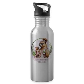 Chill Mom 2026 – Don’t Mess with a Chill Mom - Trinkflasche mit integriertem Trinkhalm - Lightsilver - Rechts