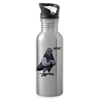 Nein Taube Tauben Taubenzüchter Taubenliebhaber - Trinkflasche mit integriertem Trinkhalm - Lightsilver - Rechts