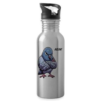 Nein Taube Tauben Taubenzüchter Taubenliebhaber - Trinkflasche mit integriertem Trinkhalm - Lightsilver - Rechts