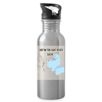 Sanfte Empathie mit Schmetterling und Storch - Trinkflasche mit integriertem Trinkhalm - Lightsilver - Rechts