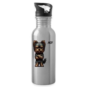 No Yorkshire Terrier Yorkie Yorkiebesitzer Yorkies - Trinkflasche mit integriertem Trinkhalm - Lightsilver - Rechts
