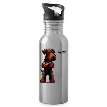 Nein Airedale Terrier Airedales Airedalebesitzer - Trinkflasche mit integriertem Trinkhalm - Lightsilver - Rechts