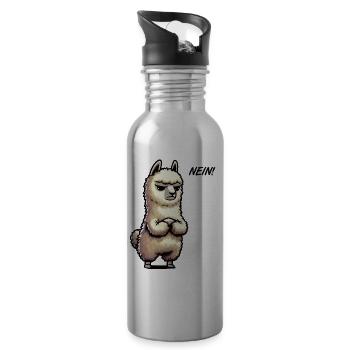Nein Alpaka lamas Alpakabesitzer Alpakaliebhaber - Trinkflasche mit integriertem Trinkhalm - Lightsilver - Rechts