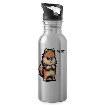 Nein Zwergspitz Zwergspitze Zwerspitzhalter Spitz - Trinkflasche mit integriertem Trinkhalm - Lightsilver - Rechts