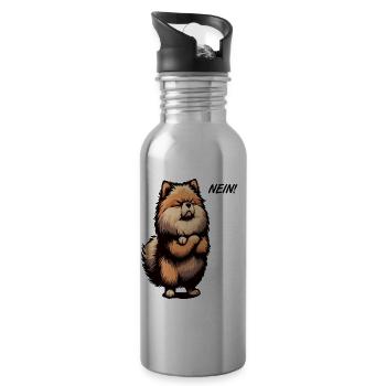 Nein Zwergspitz Zwergspitze Zwerspitzhalter Spitz - Trinkflasche mit integriertem Trinkhalm - Lightsilver - Rechts