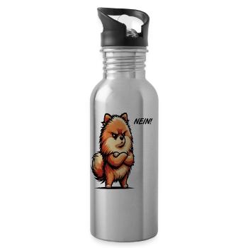 Nein Zwergspitz Zwergspitze Zwerspitzhalter Spitz - Trinkflasche mit integriertem Trinkhalm - Lightsilver - Rechts