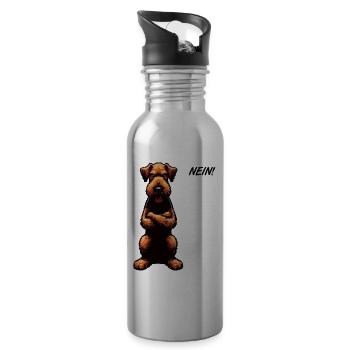 Nein Airedale Terrier Airedales Airedalebesitzer - Trinkflasche mit integriertem Trinkhalm - Lightsilver - Rechts