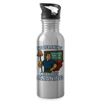 ein Lernen ohne Sauberkeit – Superheld - Trinkflasche mit integriertem Trinkhalm - Lightsilver - Rechts