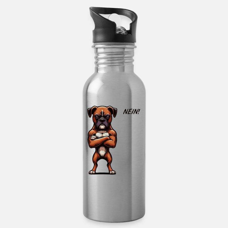 Nein Boxer Boxerhalter Boxerhund Boxerbesitzer - Trinkflasche mit integriertem Trinkhalm - Lightsilver