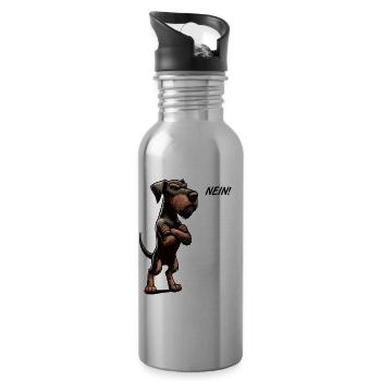 Nein Deutsch Drahthaar Deutsch-Drahthaar Besitzer - Trinkflasche mit integriertem Trinkhalm - Lightsilver - Rechts