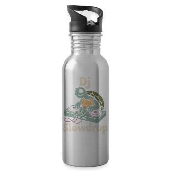 DJ Slowdrop Turtle à la cabine du DJ - Gourde avec paille intégrée - argent clair - Droite