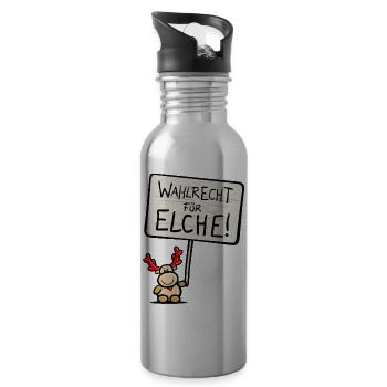 Elmondo calls for the "RIGHT TO VOTE FOR MOOSE!" - Water bottle with straw - silver - Right