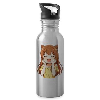 Kawaii kitten sunshine yellow - Water bottle with straw - silver - Right