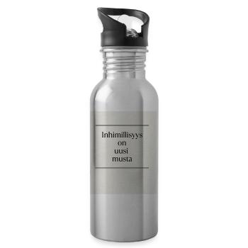 Inhimillisys est le nouveau noir - Gourde avec paille intégrée - argent clair - Droite