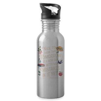 Book Lover Tomorrow Quote Anne Shirley - Water bottle with straw - silver - Right