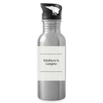 Inhimillisyys_on_uusi_musta-3 - Water bottle with straw - silver - Right