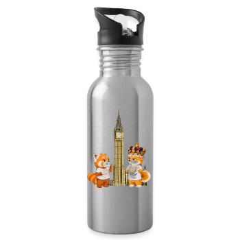Lazy & Grumpy in London - Water bottle with straw - silver - Right
