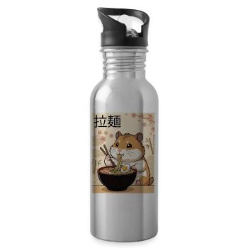 Hamster Ramen Japanischer Vintage Stil - Trinkflasche mit integriertem Trinkhalm - Lightsilver - Rechts