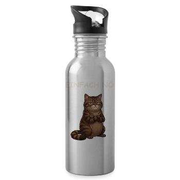 Katze Lustiger Spruch - Trinkflasche mit integriertem Trinkhalm - Lightsilver - Rechts