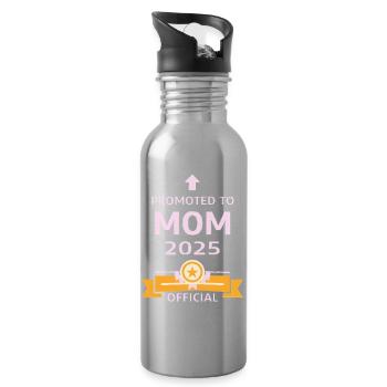 Mama seit 2025 – Stolze neue Mama Design - Trinkflasche mit integriertem Trinkhalm - Lightsilver - Rechts