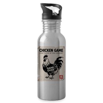 Chicken Game: Don't Look at the Chicken - Water bottle with straw - silver - Right
