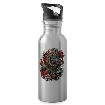 Foo Dog Blossom Guardian - Trinkflasche mit integriertem Trinkhalm - Lightsilver - Rechts