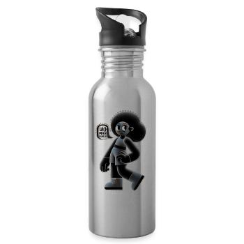 Afrofreund Lebensfreude Illustration - Trinkflasche mit integriertem Trinkhalm - Lightsilver - Rechts