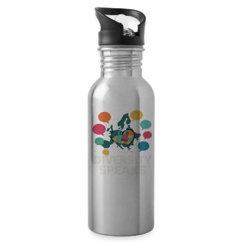 Vielfalt trifft Weltkugel - Trinkflasche mit integriertem Trinkhalm - Lightsilver - Rechts