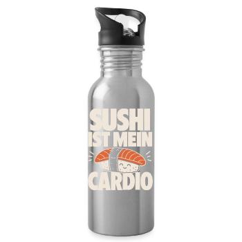 Sushi Is My Cardio Kawaii - Water bottle with straw - silver - Right