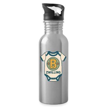 Zwilling Babybody Buchstabe B - Trinkflasche mit integriertem Trinkhalm - Lightsilver - Rechts