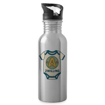 Zwilling Buchstabe A Babybody - Trinkflasche mit integriertem Trinkhalm - Lightsilver - Rechts