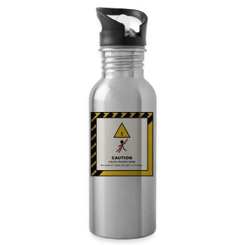 Vorsicht Couch-Potato Zone - Trinkflasche mit integriertem Trinkhalm - Lightsilver - Rechts