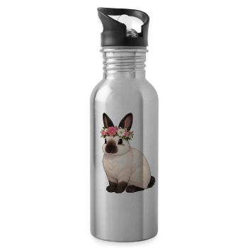 Kalifornier Kaninchen - Trinkflasche mit integriertem Trinkhalm - Lightsilver - Rechts