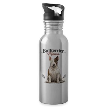 Bull Terrier Mom – Gift for Proud Dog Moms - Water bottle with straw - silver - Right