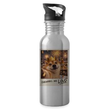 Fireworks Are Loud Shiba Inu Silvester - Trinkflasche mit integriertem Trinkhalm - Lightsilver - Rechts