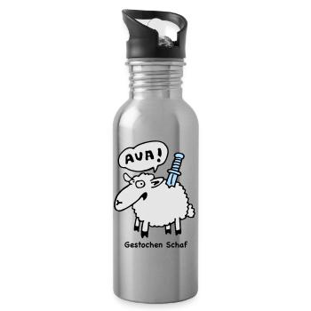 gestochen_schaf - Trinkflasche mit integriertem Trinkhalm - Lightsilver - Rechts