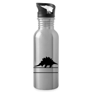 Dinosaurs - own text, own name - Water bottle with straw - silver - Right