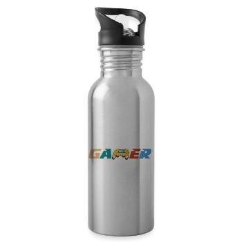 Gamer Graphic Video Game Player Gaming Gamer Pc Co - Trinkflasche mit integriertem Trinkhalm - Lightsilver - Rechts