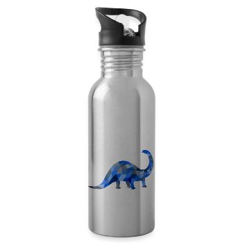 Blue dinosaur - Water bottle with straw - silver - Right