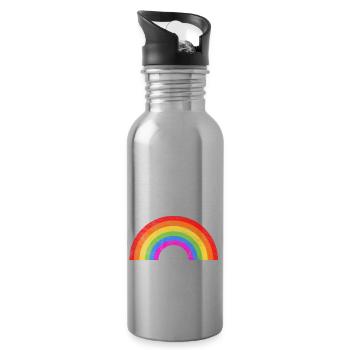 Regenbogen Logo - Trinkflasche mit integriertem Trinkhalm - Lightsilver - Rechts