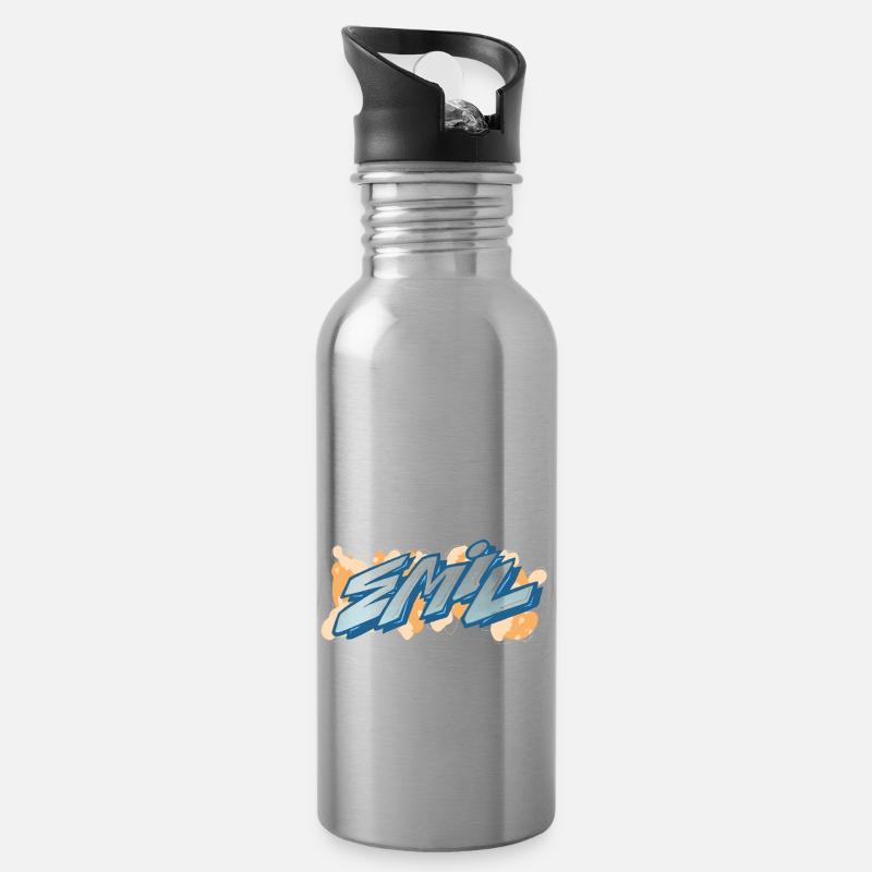 emil graffiti prénom - Gourde avec paille intégrée - argent clair