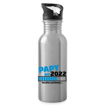 papy en 2022 annonce grossesse papy - Gourde avec paille intégrée - argent clair - Droite