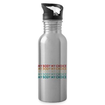 Mein Körper Meine Entscheidung - Trinkflasche mit integriertem Trinkhalm - Lightsilver - Rechts