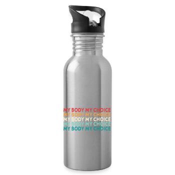 Mein Körper Meine Entscheidung - Trinkflasche mit integriertem Trinkhalm - Lightsilver - Rechts