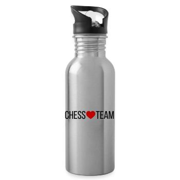 Chess Team Heart - Water bottle with straw - silver - Right